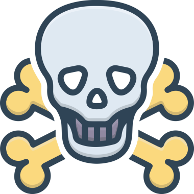 Modern Grafik ve Minimalist Tasarım ile Kalın Kafatası Simgesi Katı Renk İllüstrasyonu