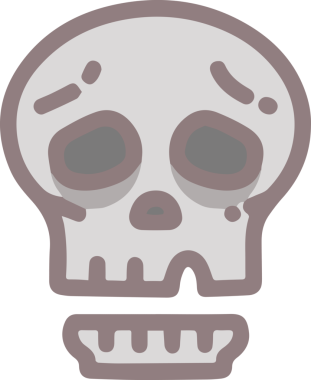 Modern Grafik ve Minimalist Tasarım ile Kalın Kafatası Simgesi Katı Renk İllüstrasyonu