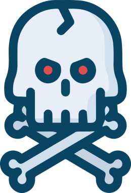 Modern Grafik ve Minimalist Tasarım ile Kalın Kafatası Simgesi Katı Renk İllüstrasyonu