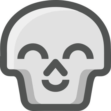 Modern Grafik ve Minimalist Tasarım ile Kalın Kafatası Simgesi Katı Renk İllüstrasyonu