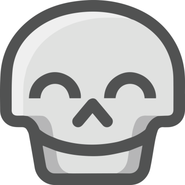 Modern Grafik ve Minimalist Tasarım ile Kalın Kafatası Simgesi Katı Renk İllüstrasyonu