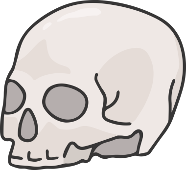 Modern Grafik ve Minimalist Tasarım ile Kalın Kafatası Simgesi Katı Renk İllüstrasyonu