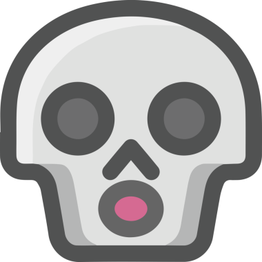 Modern Grafik ve Minimalist Tasarım ile Kalın Kafatası Simgesi Katı Renk İllüstrasyonu