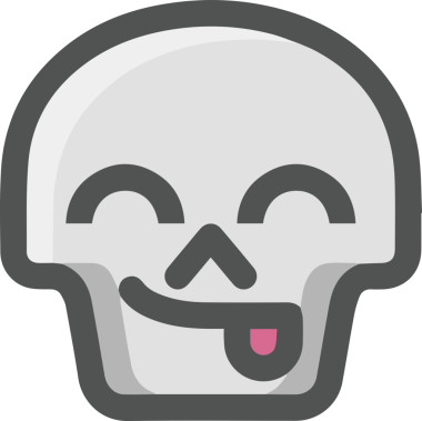 Modern Grafik ve Minimalist Tasarım ile Kalın Kafatası Simgesi Katı Renk İllüstrasyonu