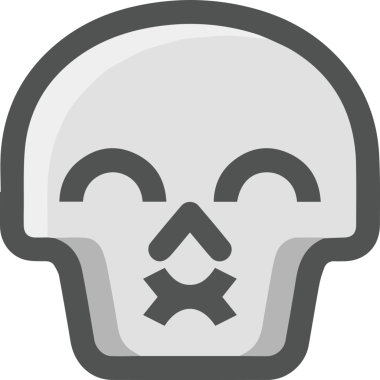 Modern Grafik ve Minimalist Tasarım ile Kalın Kafatası Simgesi Katı Renk İllüstrasyonu