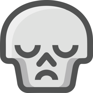 Modern Grafik ve Minimalist Tasarım ile Kalın Kafatası Simgesi Katı Renk İllüstrasyonu