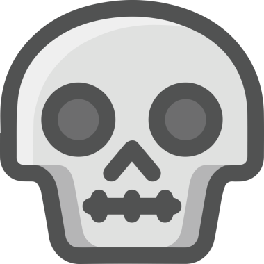 Modern Grafik ve Minimalist Tasarım ile Kalın Kafatası Simgesi Katı Renk İllüstrasyonu