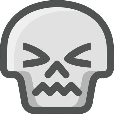 Modern Grafik ve Minimalist Tasarım ile Kalın Kafatası Simgesi Katı Renk İllüstrasyonu