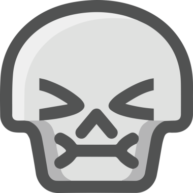 Modern Grafik ve Minimalist Tasarım ile Kalın Kafatası Simgesi Katı Renk İllüstrasyonu