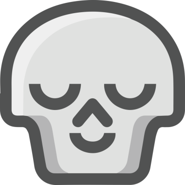 Modern Grafik ve Minimalist Tasarım ile Kalın Kafatası Simgesi Katı Renk İllüstrasyonu