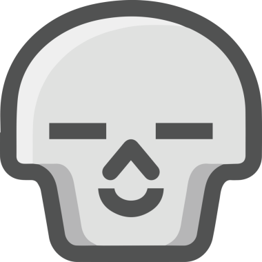 Modern Grafik ve Minimalist Tasarım ile Kalın Kafatası Simgesi Katı Renk İllüstrasyonu