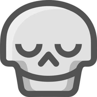 Modern Grafik ve Minimalist Tasarım ile Kalın Kafatası Simgesi Katı Renk İllüstrasyonu