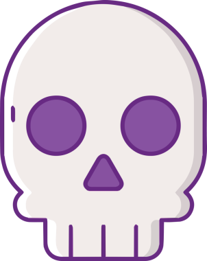 Modern Grafik ve Minimalist Tasarım ile Kalın Kafatası Simgesi Katı Renk İllüstrasyonu