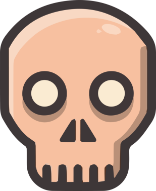 Modern Grafik ve Minimalist Tasarım ile Kalın Kafatası Simgesi Katı Renk İllüstrasyonu