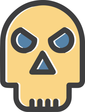 Modern Grafik ve Minimalist Tasarım ile Kalın Kafatası Simgesi Katı Renk İllüstrasyonu