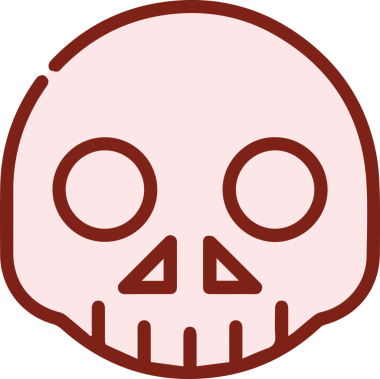 Modern Grafik ve Minimalist Tasarım ile Kalın Kafatası Simgesi Katı Renk İllüstrasyonu