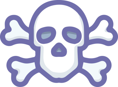 Modern Grafik ve Minimalist Tasarım ile Kalın Kafatası Simgesi Katı Renk İllüstrasyonu