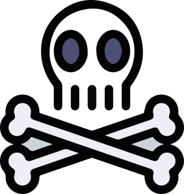 Modern Grafik ve Minimalist Tasarım ile Kalın Kafatası Simgesi Katı Renk İllüstrasyonu