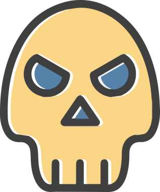 Modern Grafik ve Minimalist Tasarım ile Kalın Kafatası Simgesi Katı Renk İllüstrasyonu