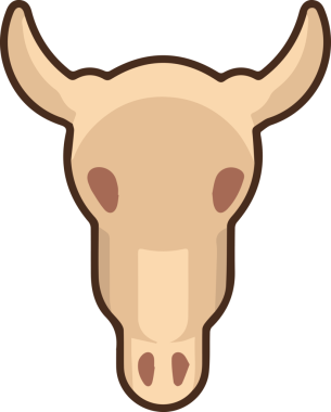 Modern Grafik ve Minimalist Tasarım ile Kalın Kafatası Simgesi Katı Renk İllüstrasyonu