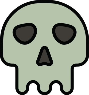 Modern Grafik ve Minimalist Tasarım ile Kalın Kafatası Simgesi Katı Renk İllüstrasyonu