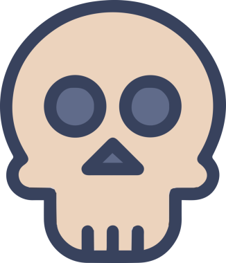 Modern Grafik ve Minimalist Tasarım ile Kalın Kafatası Simgesi Katı Renk İllüstrasyonu