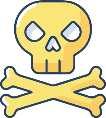 Modern Grafik ve Minimalist Tasarım ile Kalın Kafatası Simgesi Katı Renk İllüstrasyonu