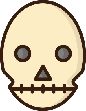 Modern Grafik ve Minimalist Tasarım ile Kalın Kafatası Simgesi Katı Renk İllüstrasyonu