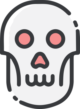 Modern Grafik ve Minimalist Tasarım ile Kalın Kafatası Simgesi Katı Renk İllüstrasyonu