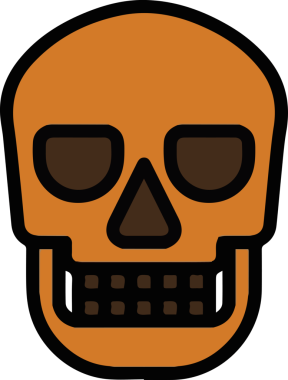 Modern Grafik ve Minimalist Tasarım ile Kalın Kafatası Simgesi Katı Renk İllüstrasyonu