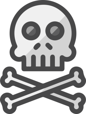 Modern Grafik ve Minimalist Tasarım ile Kalın Kafatası Simgesi Katı Renk İllüstrasyonu