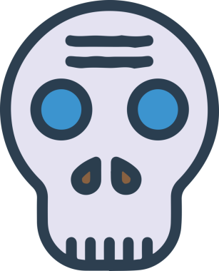 Modern Grafik ve Minimalist Tasarım ile Kalın Kafatası Simgesi Katı Renk İllüstrasyonu