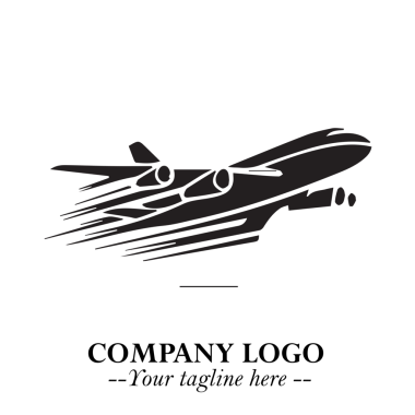 Uçan Hızlı Logo Simgesi Beyaz Arkaplanda Dinamik Havacılık Tasarımı ile Siyah Arkaplanda