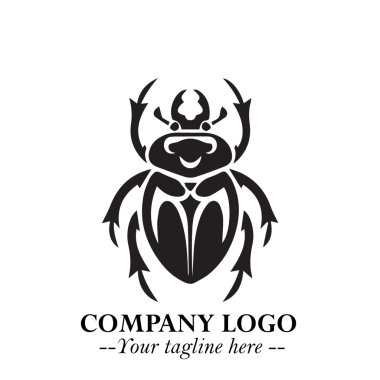 Beetle Logo Symbol in Black on the White Background with Simple Modern Insect Design