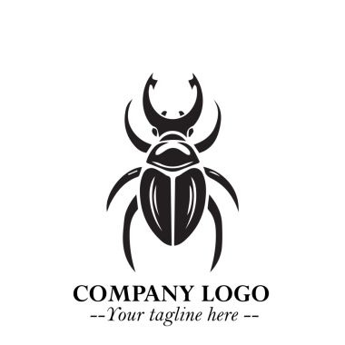 Beetle Logo Symbol in Black on the White Background with Simple Modern Insect Design