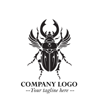 Beetle Logo Symbol in Black on the White Background with Simple Modern Insect Design