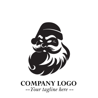 Santa Claus Logo Symbol in Black on White Background for Classic Holiday Branding and Design 