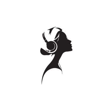 Çağrı Merkezi ve Müşteri Hizmetleri Markası için Siyah üzerine Siyah Kulaklık takan Zarif Kadın Sembolü