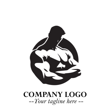 Kas Logosu Sembolü Beyazlar Arkaplanında Güçlü Cesaret Sağlama Markalaşma Sanatı İçin Siyah Renkli Adam