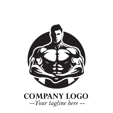 Kas Logosu Sembolü Beyazlar Arkaplanında Güçlü Cesaret Sağlama Markalaşma Sanatı İçin Siyah Renkli Adam