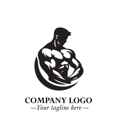 Kas Logosu Sembolü Beyazlar Arkaplanında Güçlü Cesaret Sağlama Markalaşma Sanatı İçin Siyah Renkli Adam