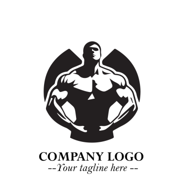 Kas Logosu Sembolü Beyazlar Arkaplanında Güçlü Cesaret Sağlama Markalaşma Sanatı İçin Siyah Renkli Adam
