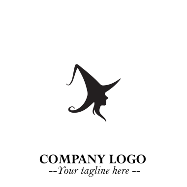 Siyah-beyaz PNG formatında cadı logosu mistik marka kimliği için şeffaf arkaplan, Cadılar Bayramı için uygun şık karanlık fantema tasarımı, sihirli temalar, yaratıcı projeler, web, uygulama ve profesyonel görsel kullanım