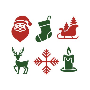 Christmas simgeleri beyaz arka plan üzerinde ayarlayın. Vektör çizim