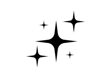 A set of black star icons on a white background. These simple star shapes are perfect for design and decoration use. They can be used as graphic elements or as part of a logo design, adding a touch of elegance.