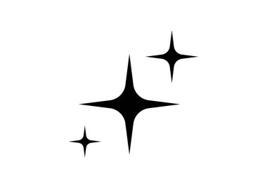 Three black starburst shapes on a white background. This vector graphic is perfect for adding a sparkle effect to your designs. Use it for decoration, web design, or print projects.  Easy to use!