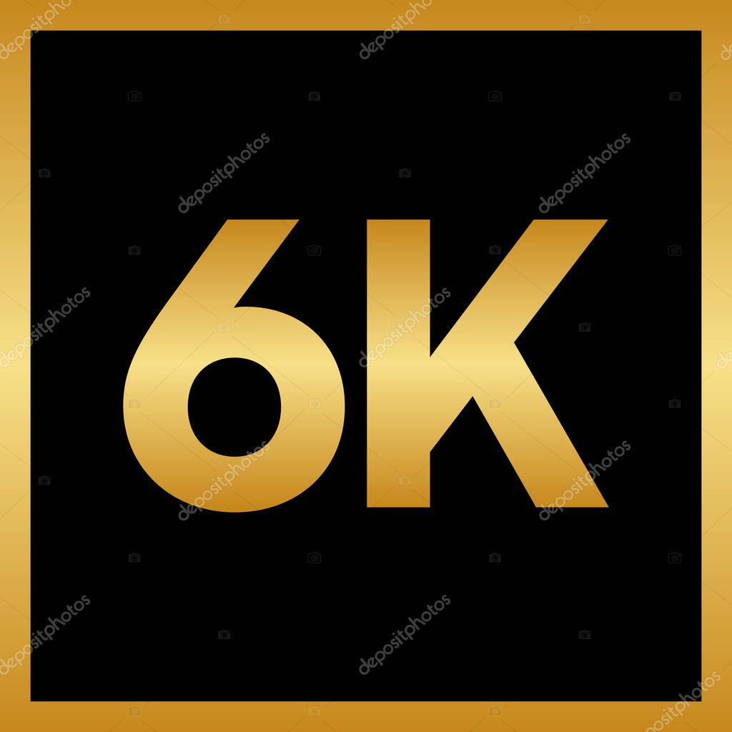 6K Gold Text Logo on Black Background - Ultra High Resolution Badge Design