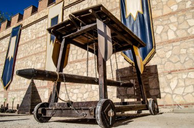 Alcala de Henares, Madrid, İspanya. 11-10-2025. Ortaçağ panayırında savaş koçu sergileniyor