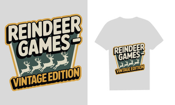 Присоединяйтесь к праздничному веселью с футболкой "Оленьи игры", выполненной в прохладном, винтажном стиле. Это идеальная рубашка в стиле ретро для праздничных вечеринок или для тех, кто любит классические рождественские вибрации