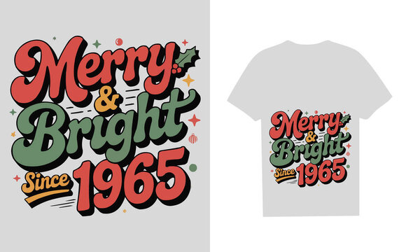 Отпразднуйте праздничный сезон и специальную веху с этой футболкой "Merry & Bright Since 1965", показывая забавный, вдохновленный ретро шрифт. Эта праздничная футболка является идеальным подарком для тех, кто празднует свое 60-летие или